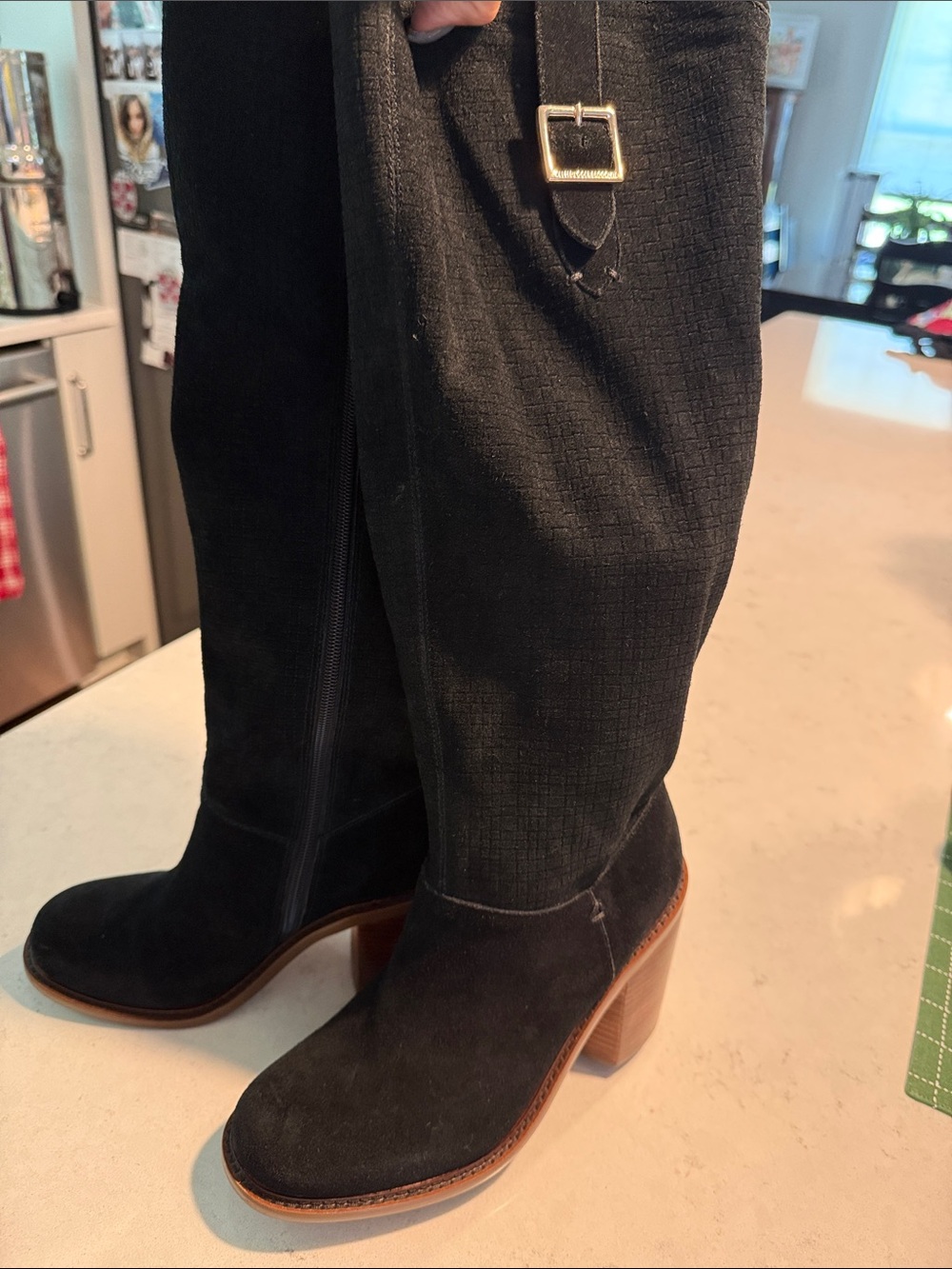 Kelsi Dagger Brooklyn Fletcher Black Suede Knee-High Boots - Size 9
